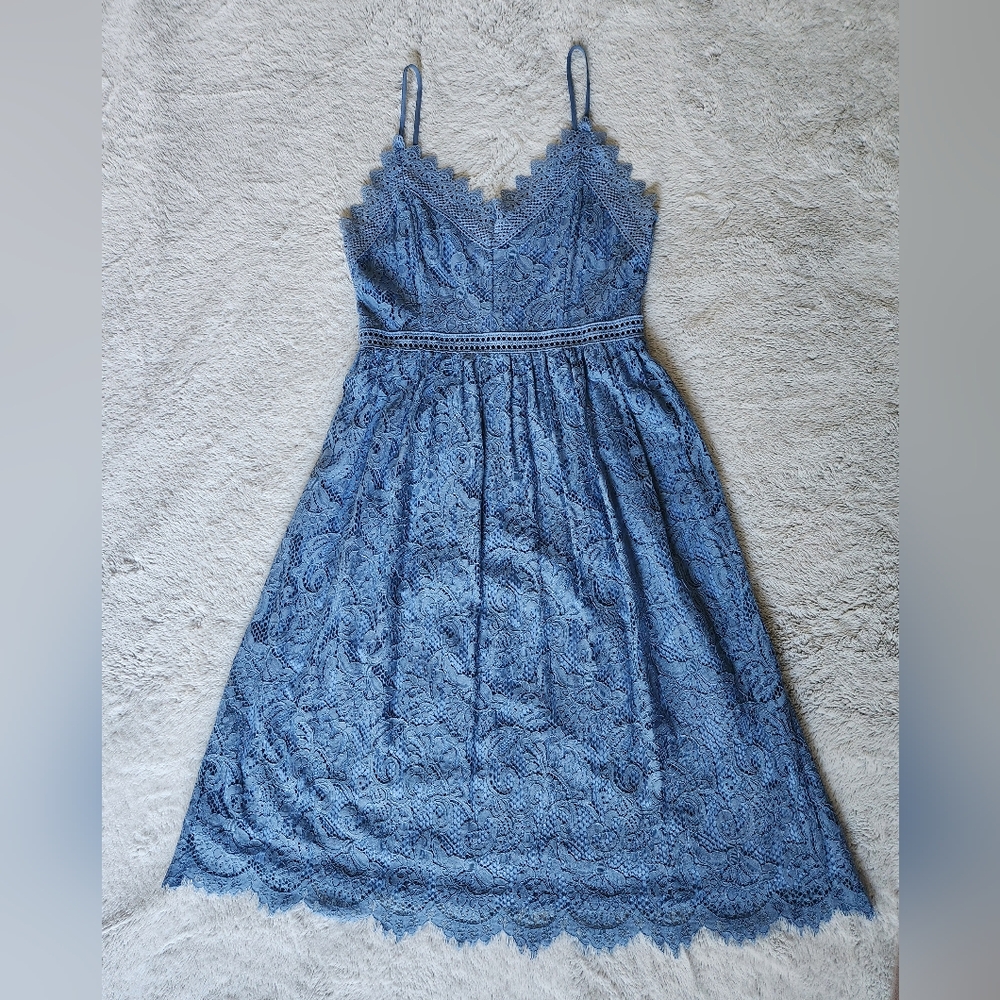 Altar'd State Allure Blue Lace Midi Dress - Perfect For Summer Wedding!